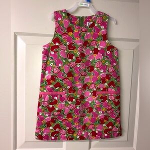 Lilly Pulitzer Like New Pink & Red Apple Print Classic Lilly Shift Dress size 6